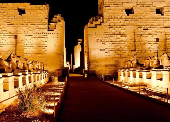 Fantastic-views-of-the-entrance-to-Karnak-temple-from-the-light-and-sound-show.
